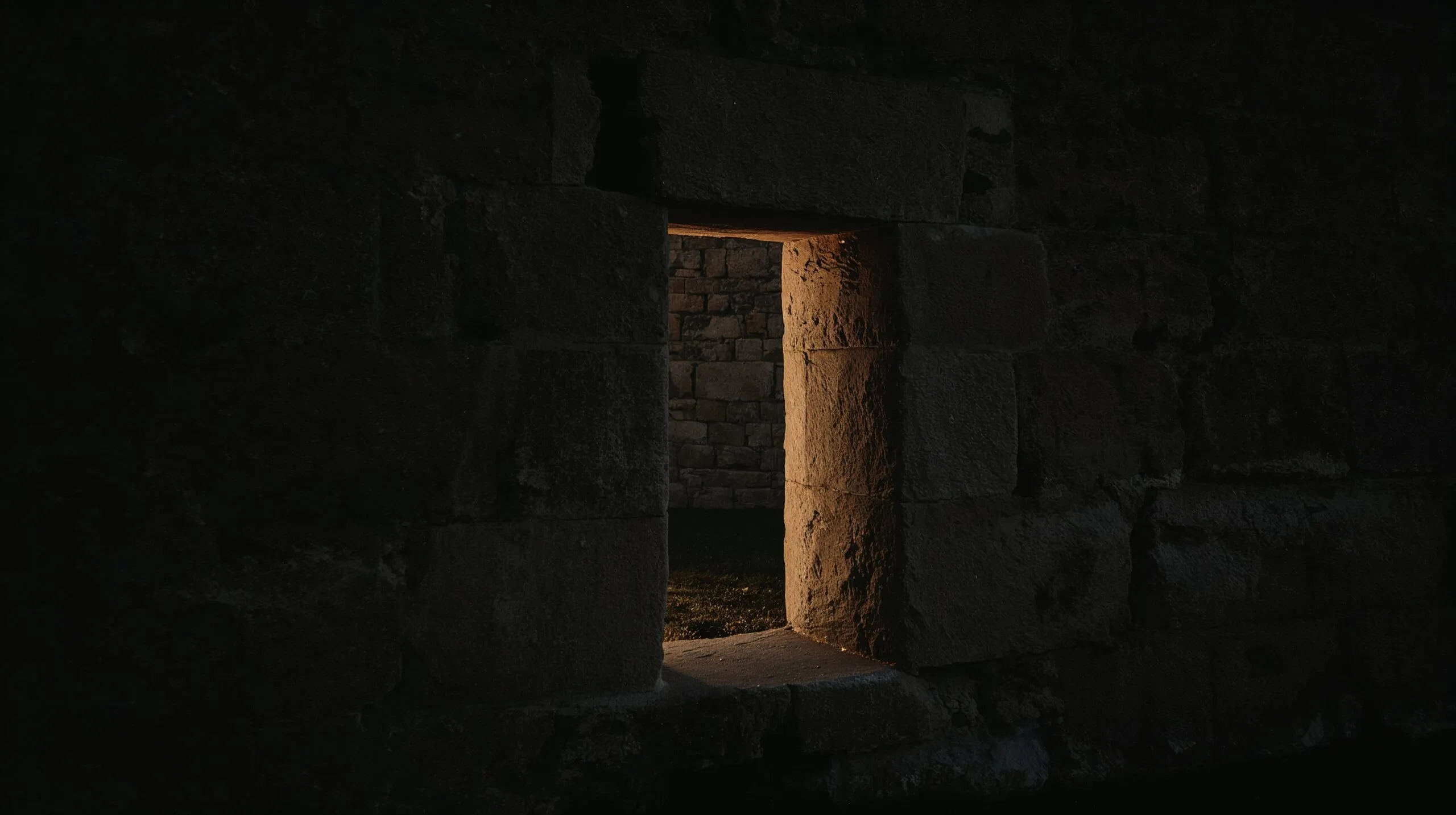 An old stone doorway with brilliant warm light pouring through